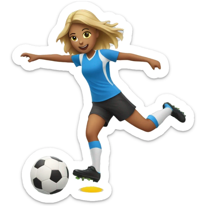 blod girl kicking a soccer ball in the air sticker