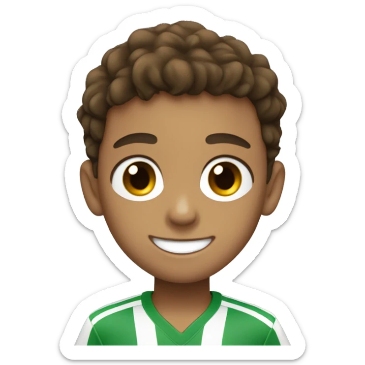 boy with light green eyes and brown hair that look like Neymar jr smiling sticker
