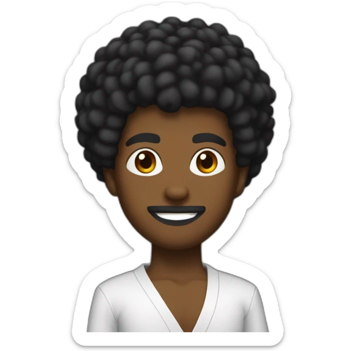 black karate instructor with afro hair and a low taper haircut, and a small fade on the sides and a big forehead sticker