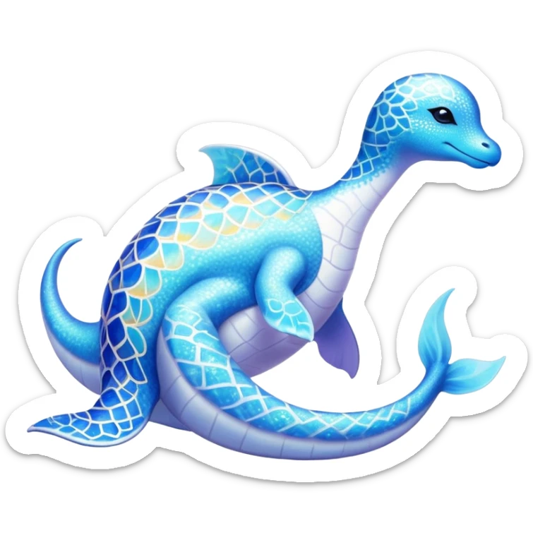 Shiny Exotic Colorful Ethereal Sparkly Lapras-Amaura-Aurorus-Fakémon-hybrid-creature (full body)  sticker