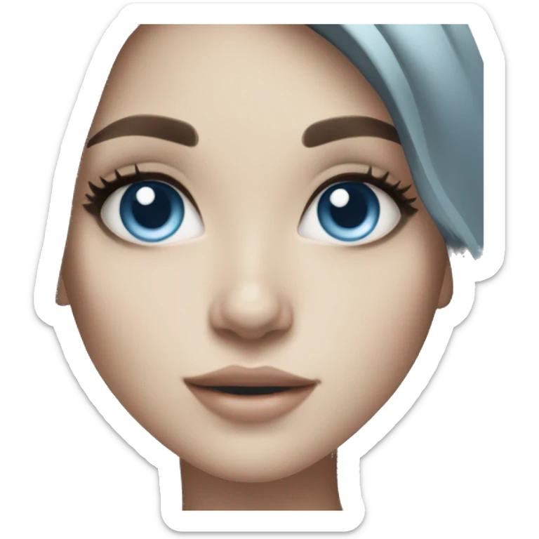 Instagram model girl with long black hair, pale skin and pretty blue eyes sticker