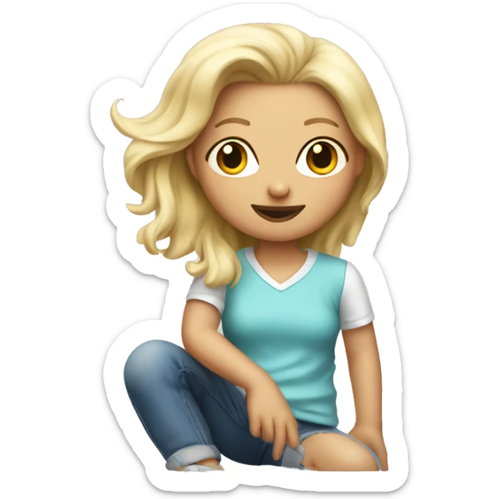 Blonde girl with a skibidi toilet shirt sticker