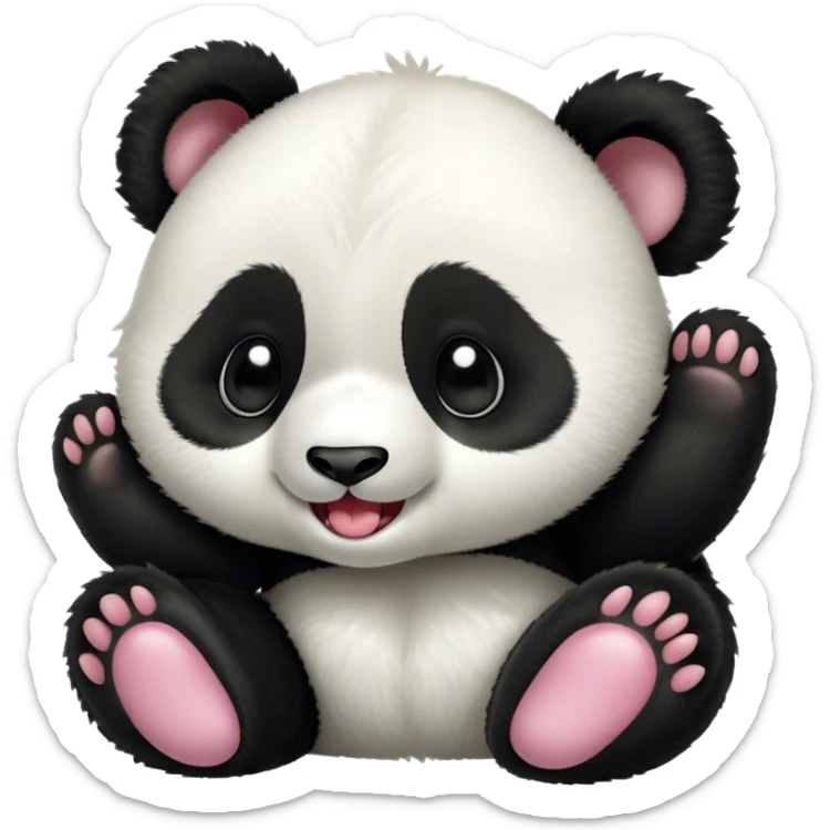 Cinematic Cute Yawning Baby Panda Portrait Emoji, Head tilted slightly with a dramatic, wide-open yawn, showcasing a soft, fuzzy black and white Fur with droopy ears, round eyes barely open in drowsy contentment, Simplified yet irresistibly adorable features, highly detailed, glowing with a soft, cozy glow, high shine, relaxed yet expressive, stylized with a touch of gentle whimsy, bright and endearing, soft glowing outline, capturing the essence of a sleepy yet affectionate baby panda, so drowsy it feels like it could curl up out of the screen for a nap! sticker