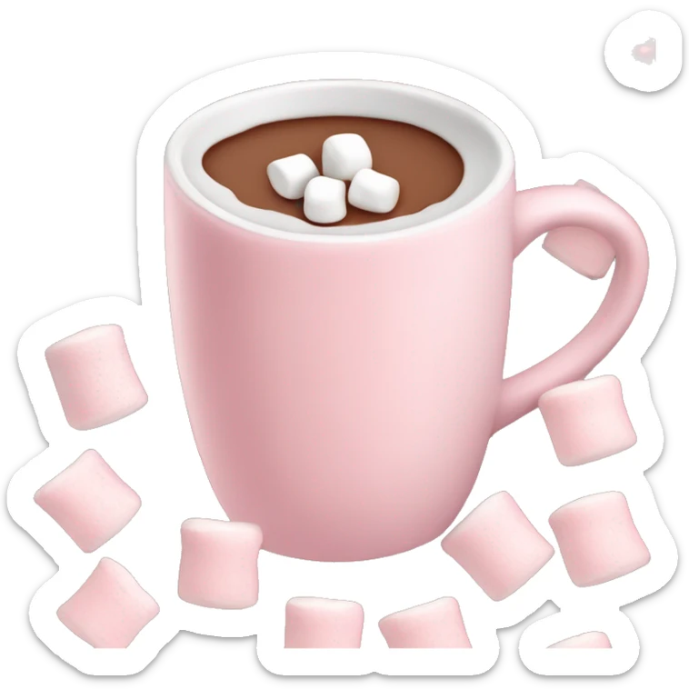 Light Pink mug of hot chocolate with marshmallows  sticker