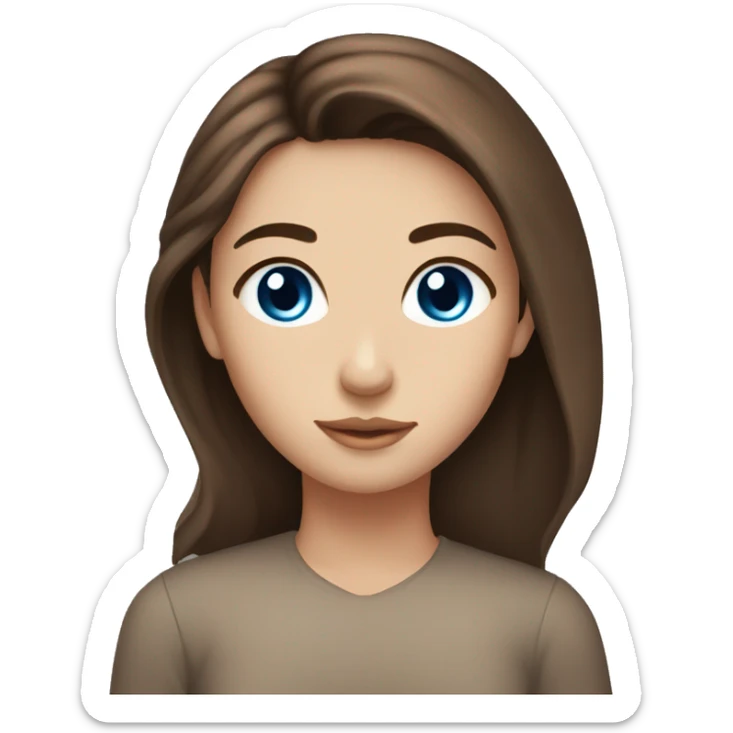 Brown hair blue eye girl with a brown hair and brown eyes girl sticker