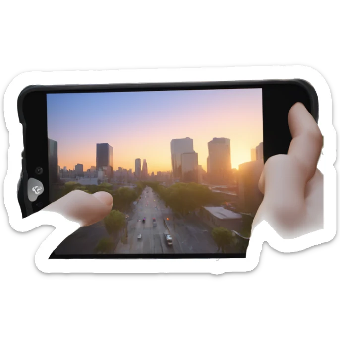 phone in hands (filming a video of the city) shooting from the first person sticker