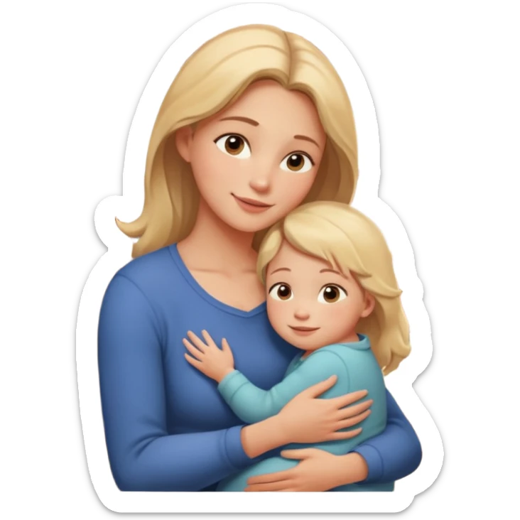 A loving mother holding her young child in her arms, warm natural light coming through a window, soft smile, emotional connection, candid moment, realistic photography, shallow depth of field, high resolution, warm tones
 sticker