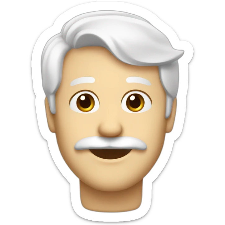 Create an emoji of a pan smiling, with white hair and a short but neat white beard and moustache sticker