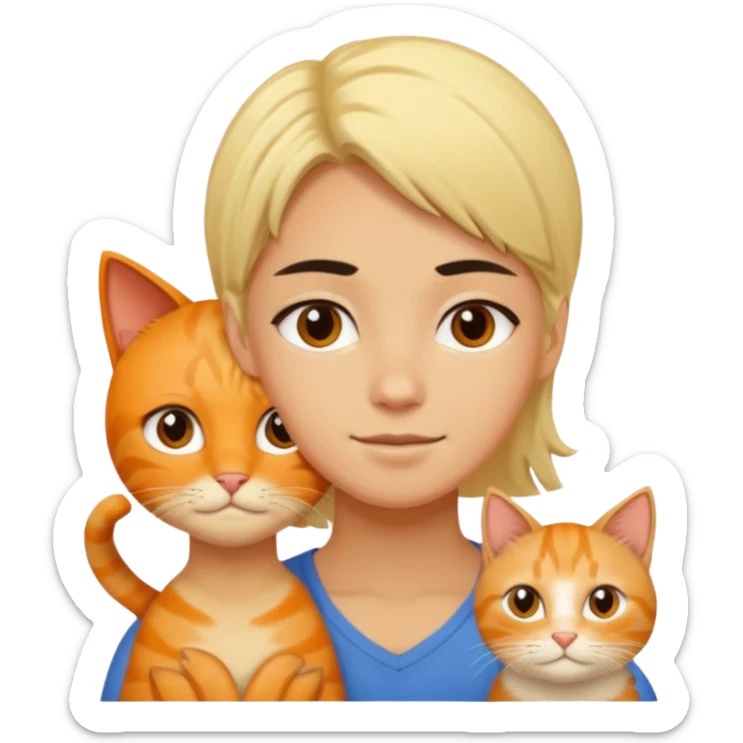 blond-hair-girl-and-black-hair-man-and-orange-cat sticker