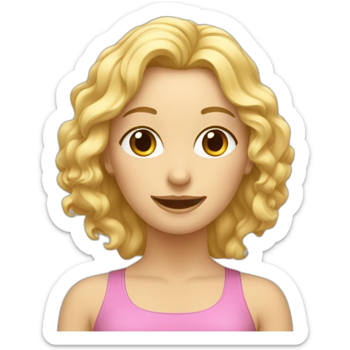 femme cheveux blond et bouclées qui fait du yoga et qui pète sticker