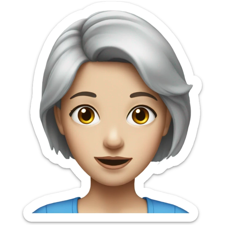 realistic portrait of a short grey hair blue eye girl sticker