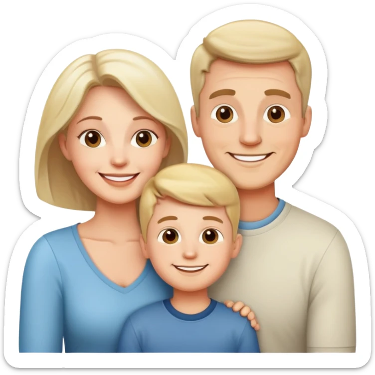 happy white family with husband wife and one son smiling together sticker