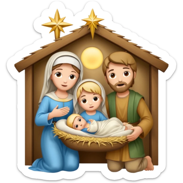 Pesebre con la virgen María San José y el niño Jesús sticker