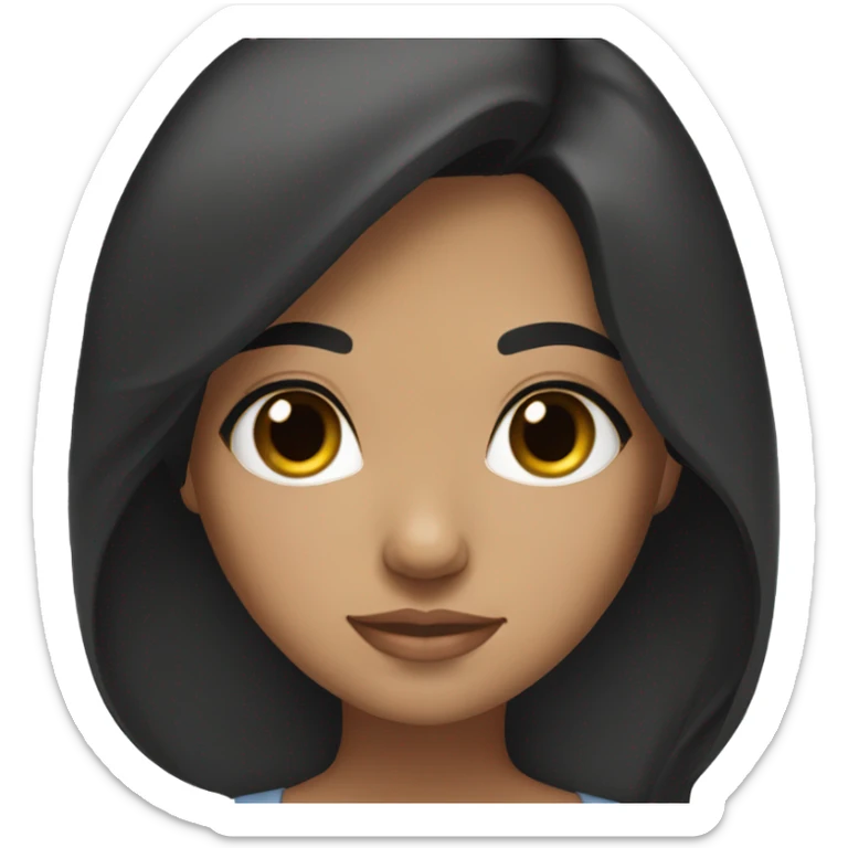 Beautiful girl with black hair and soft brown eyes, lightly tan skin sticker