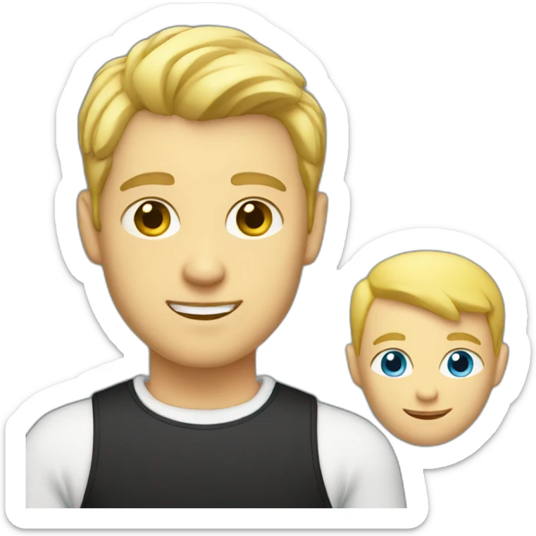 Blonde guy with blue eyes with Receding hairline with black cat with yellow eyes in arms sticker