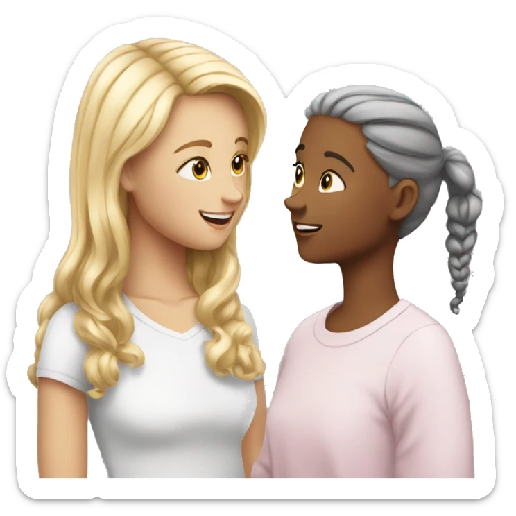 White teen girl talking with older white teen girl sticker
