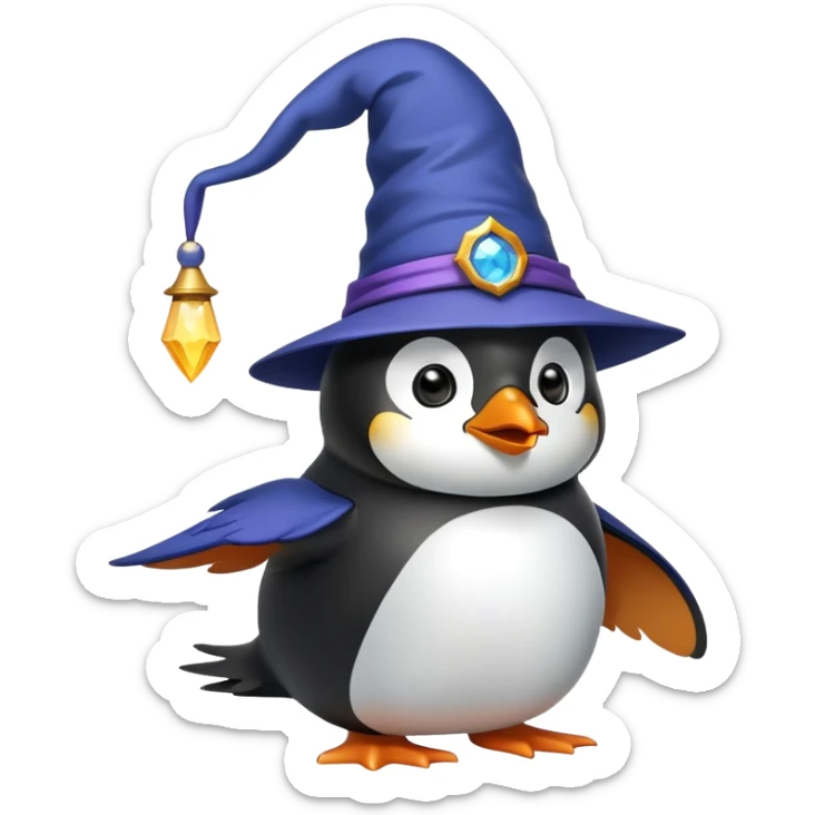 An penguin with a Wizard hat and His Wing in Front of His mouth. This Emoji should BE AS simple and easy to Draw AS possible sticker