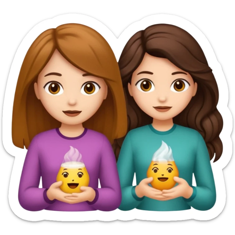 duas meninas lindas uma de cabelo encaracolado e a outra de cabelo castanho, a darem um abraço de amizade sticker