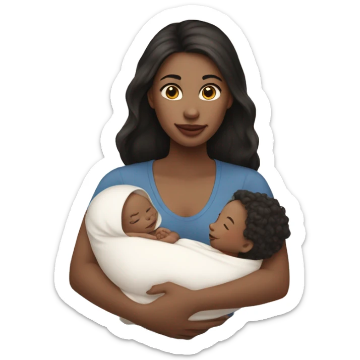 mom holding newborn baby girl with white skin dark hair and white skin newborn white girl baby sticker