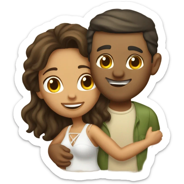 Latina island girl with Caucasian fisherman husband in love on an island  sticker