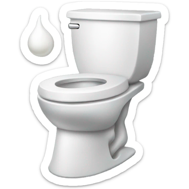White toilet with a head and neck protruding from the opening in the bowl sticker