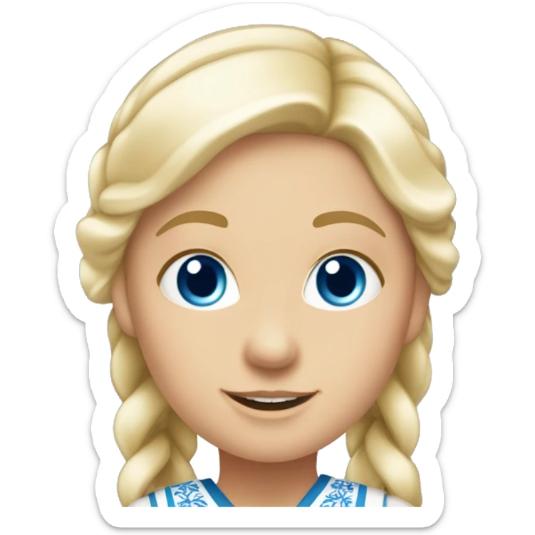 A girl with blond her blue eyes wearing a norwigan bunad from øst Telemark  sticker