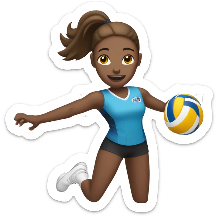 girl with white skin and brown hair playing volleyball sticker