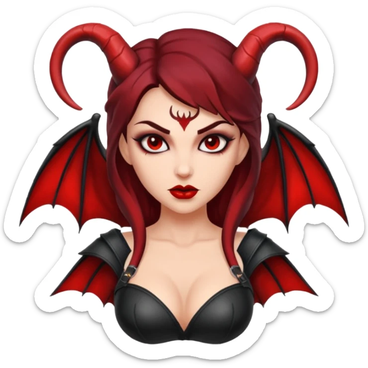 Lilith symbol seductress evil brow haired sexy succubus woman with leather on sticker