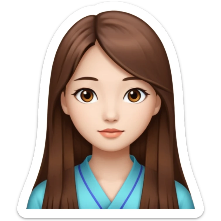 Beautiful girl,brown hair,straight hair，long hair,Black eyes,Chinese sticker