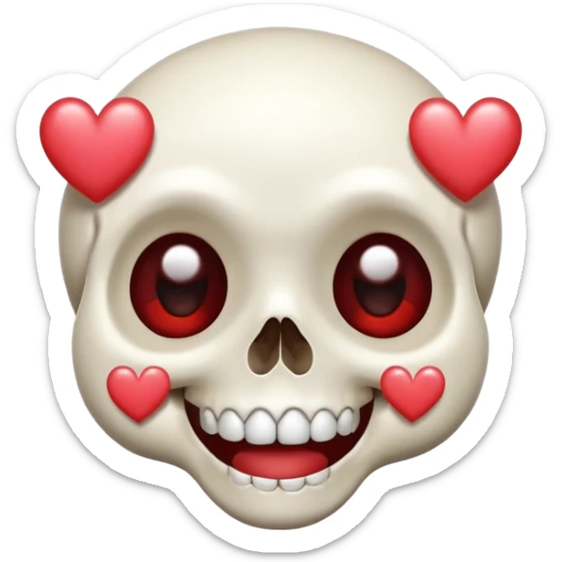 
Cute kawaii skull with a heart shaped nose and eyes are shaped as hearts cartoon -style/cute and transparent for a sticker sticker