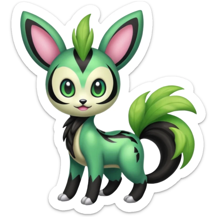 Colorful fuzzy Exotic Meloetta-Virizion-Venom-Stitch-Fakémon-fursona-creature-hybrid sticker