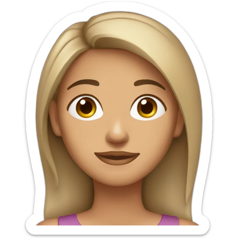 Mujer mediana edad Pelo largo y moreno, tez blanca, nariz chata, ojos un poco rasgados y marrones y la cara redondo da sticker