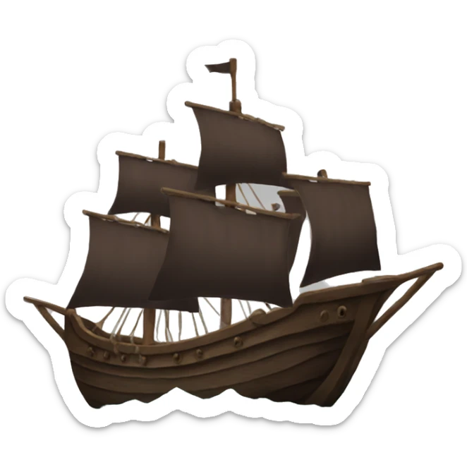 Ancient dark brown ship sticker