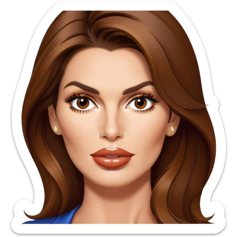 Cindy Crawford supermodel with beauty mark above her lip, brown hair sticker