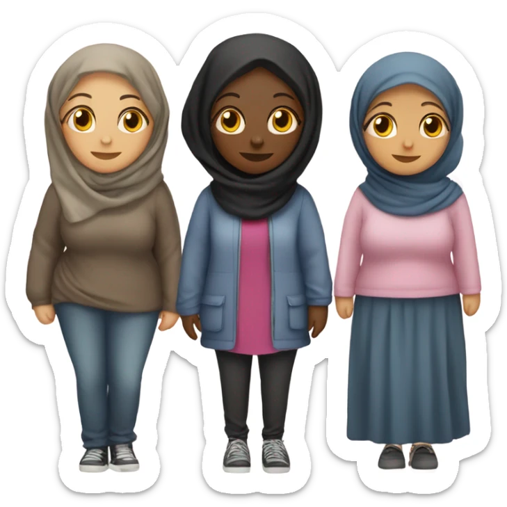 2 fat friends, one with hijab black girl, other with cruls girl  sticker