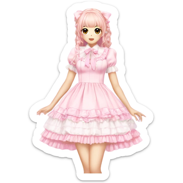  light pink lolita hime gyaru dress  sticker