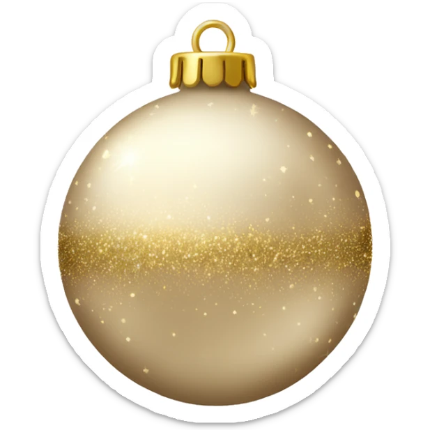 A shiny Beige and gold Christmas ornament ball with sparkles sticker