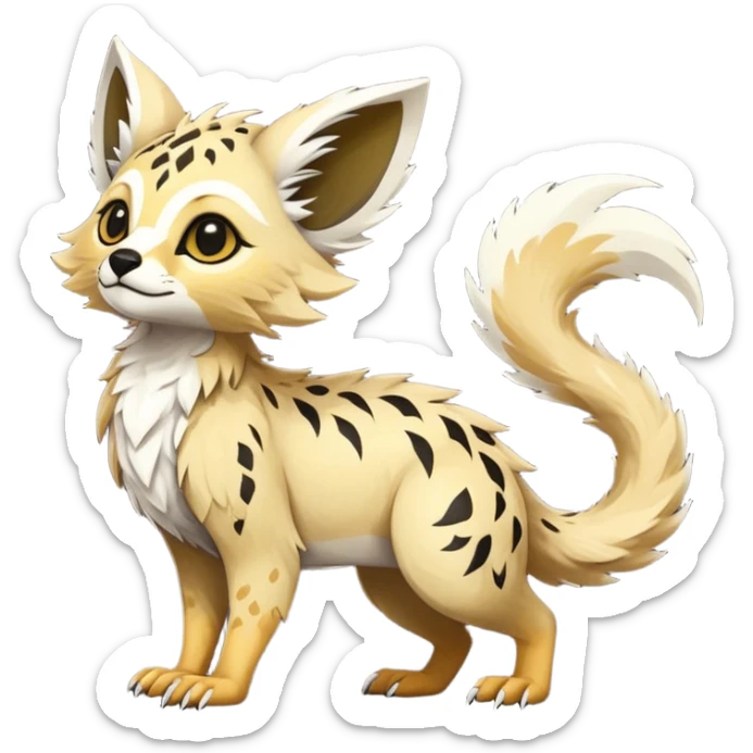 Epic Feral Rare Fantasy shiny cool fluffy Vernid-Trico-species-hybrid-animal by LiLaiRa, random markings, full body sticker