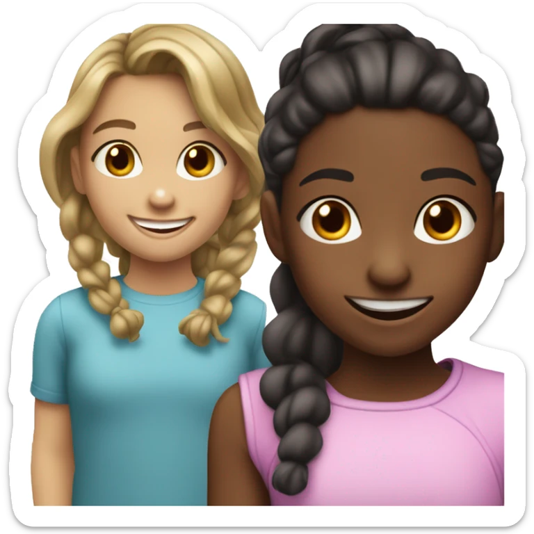 9 year old girl with slightly dark skin, wavy hair in a pony tail, and toothy smile sticker