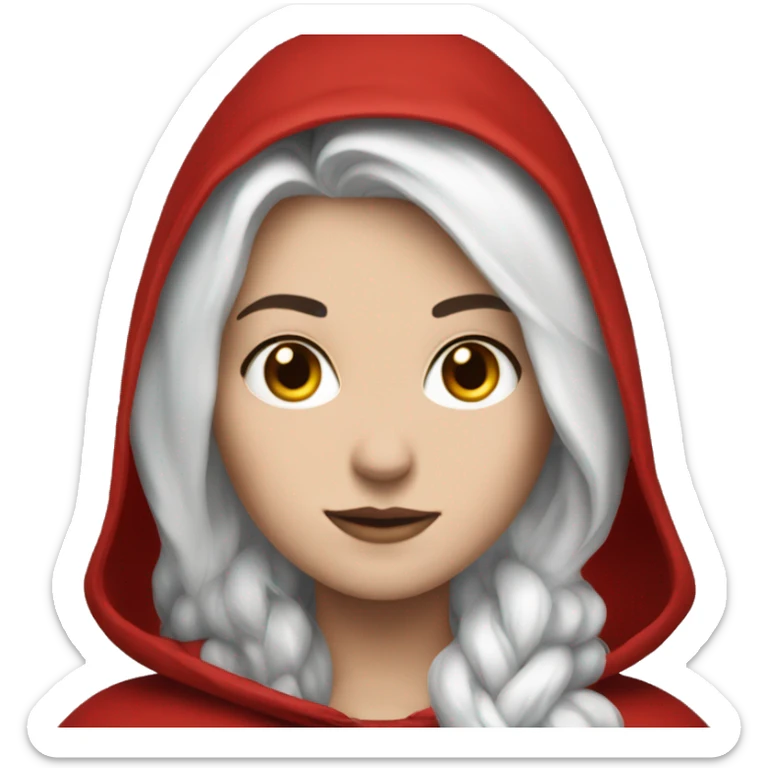 The white girl with white hair in the red cape and red hood. sticker