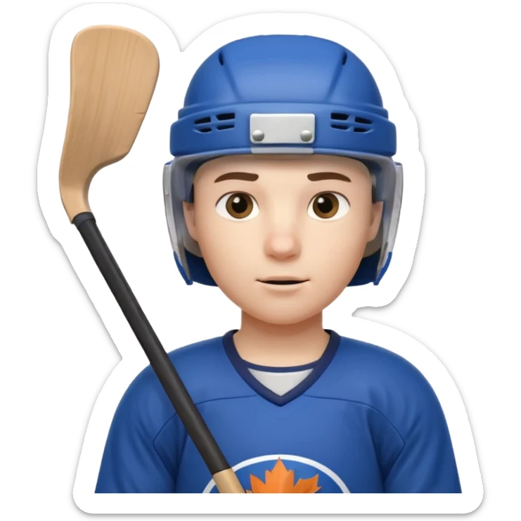 ice hockey player portrait, head and shoulders only, wearing hockey helmet with visor, team jersey collar, holding hockey stick near shoulder, focused competitive expression, 3D cartoon style, mobile game icon style, clean background, no text, no watermark

 sticker