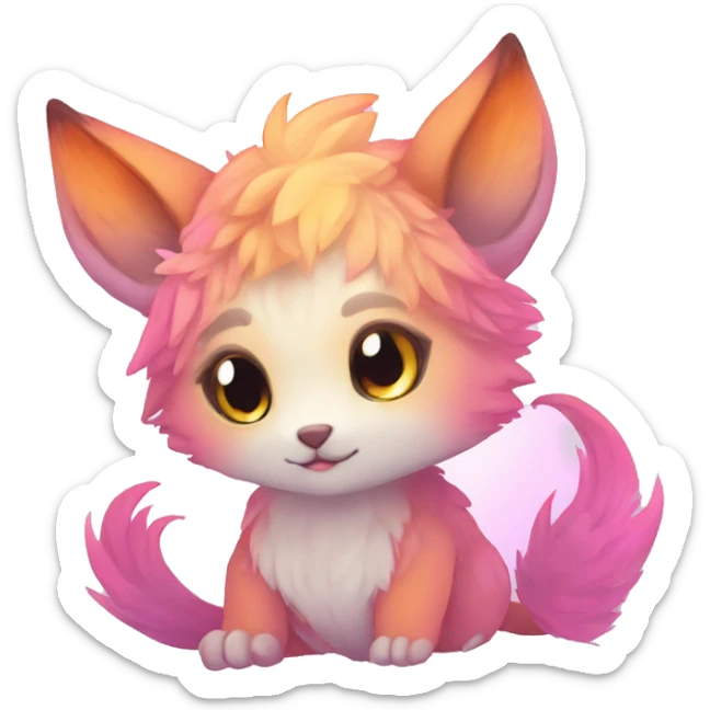Kawaii bright fantasy ethereal anthro fursona Fakemon animal creature sticker