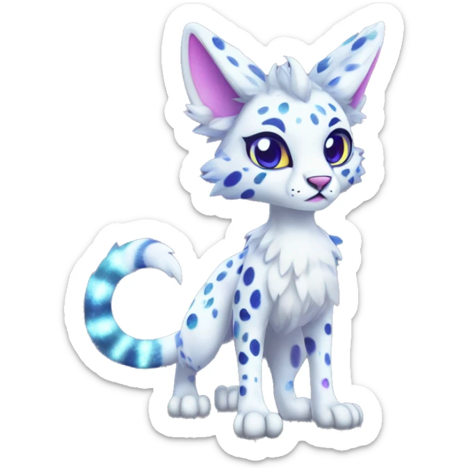 Cute Kawaii Epic Ethereal Sparkly Colorful Sergal-Serval-Vernid full body sticker
