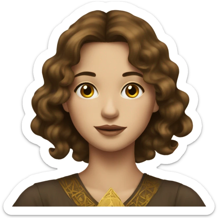 Brown hair beautiful girl with brown tarot gold cards sticker