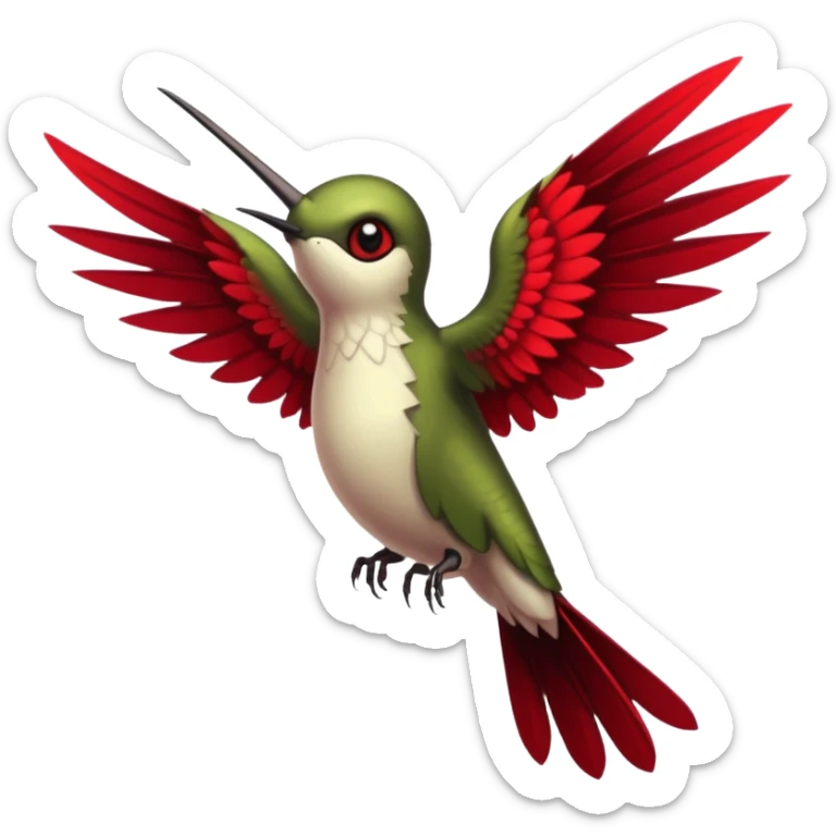 creppy demon like hummingbird with  creppy and very long wings   staring in your soul  sticker