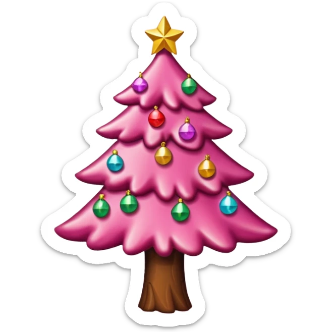 Crea un arbol de navidad en color rosa que parezca de caramelo Agrega luces navideñas sticker