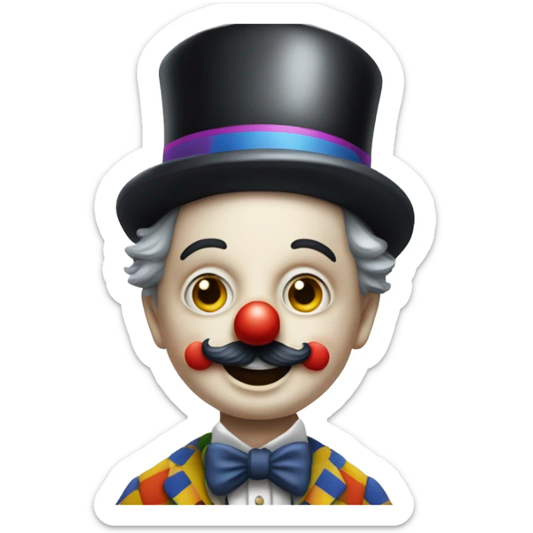 Charlie Chaplin en costume de clown très coloré, il peut aussi jongler. sticker