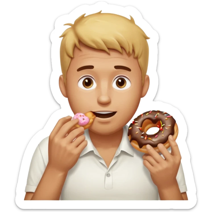 A man messily eating a filled donut, the donut is filled with Boston cream and it’s making a mess everywhere sticker
