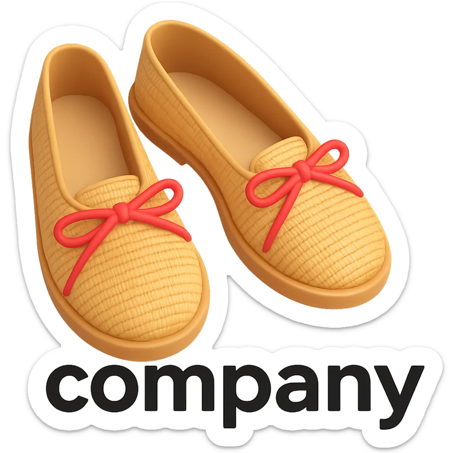 3D emoji style emoji of straw shoes with text "company" sticker