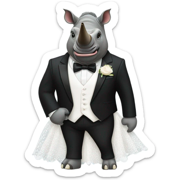 Rhino in a tux and cheetah in a wedding dress sticker